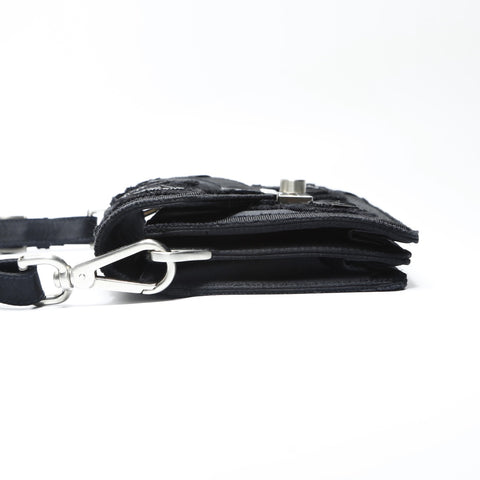 PRADA Satin bead embroidery SOUND BRAID Shoulder Bag black WS23743