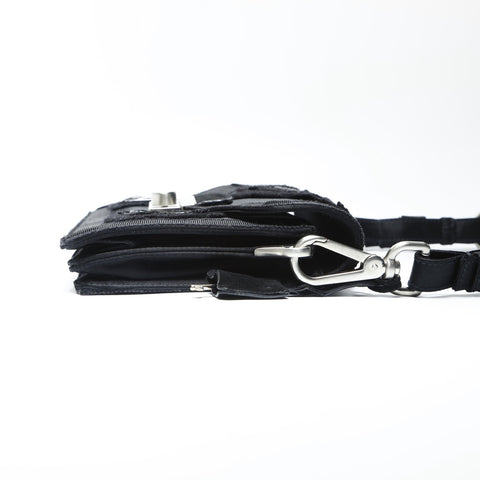 PRADA Satin bead embroidery SOUND BRAID Shoulder Bag black WS23743