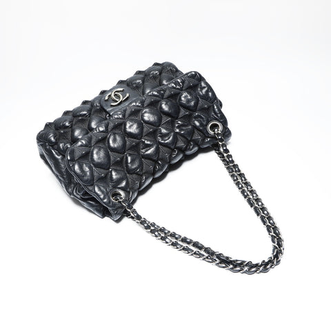 CHANEL 12th series 2008-2009 Bubble Quilt Pyramid Flap Shoulder Bag black WS23744