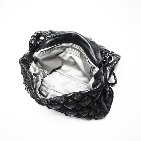 CHANEL 12th series 2008-2009 Bubble Quilt Pyramid Flap Shoulder Bag black WS23744