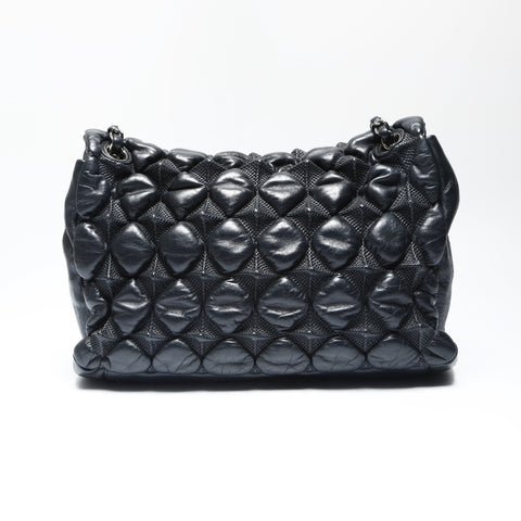 CHANEL 12th series 2008-2009 Bubble Quilt Pyramid Flap Shoulder Bag black WS23744