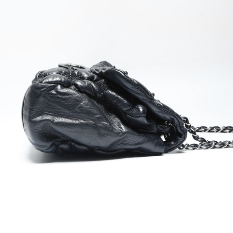 CHANEL 12th series 2008-2009 Bubble Quilt Pyramid Flap Shoulder Bag black WS23744