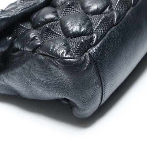 CHANEL 12th series 2008-2009 Bubble Quilt Pyramid Flap Shoulder Bag black WS23744
