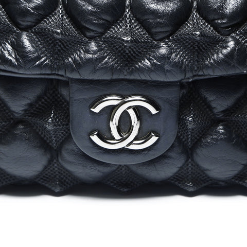 CHANEL 12th series 2008-2009 Bubble Quilt Pyramid Flap Shoulder Bag black WS23744