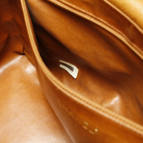 CHANEL No. 1 1989-1991 Caviar Skin Chain Vanity Shoulder Bag Brown WS23745