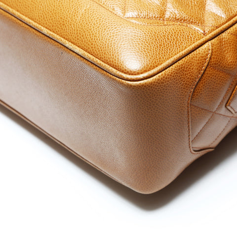 CHANEL No. 1 1989-1991 Caviar Skin Chain Vanity Shoulder Bag Brown WS23745