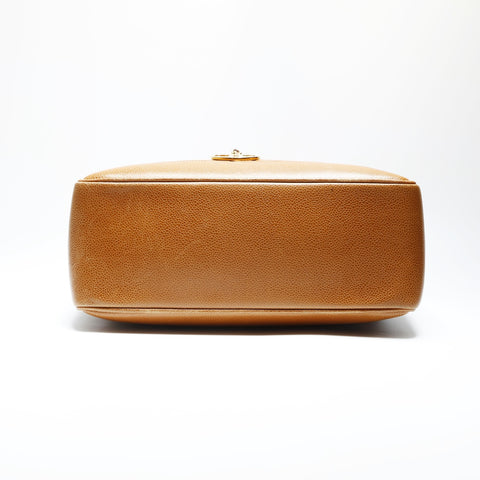 CHANEL No. 1 1989-1991 Caviar Skin Chain Vanity Shoulder Bag Brown WS23745