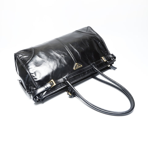 PRADA Bonnie Large 1BA433 Triangle Logo Shoulder Bag black WS23747