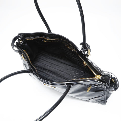 PRADA Bonnie Large 1BA433 Triangle Logo Shoulder Bag black WS23747