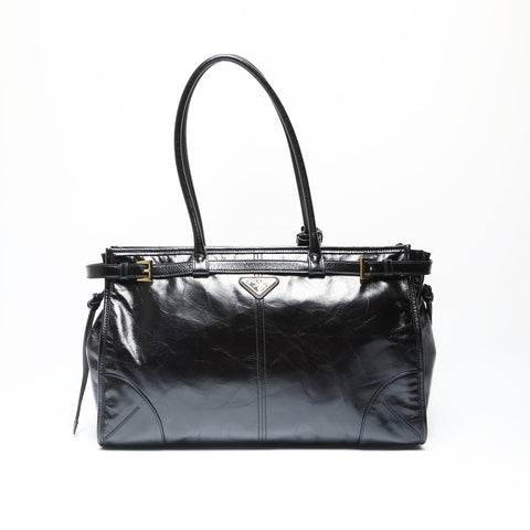 PRADA Bonnie Large 1BA433 Triangle Logo Shoulder Bag black WS23747