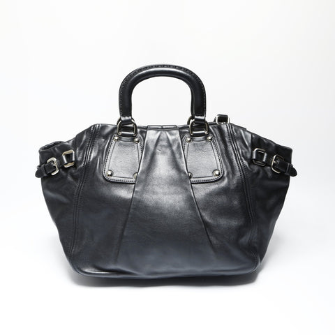PRADA Leather 2way SilverMetal Shoulder Bag black WS23748