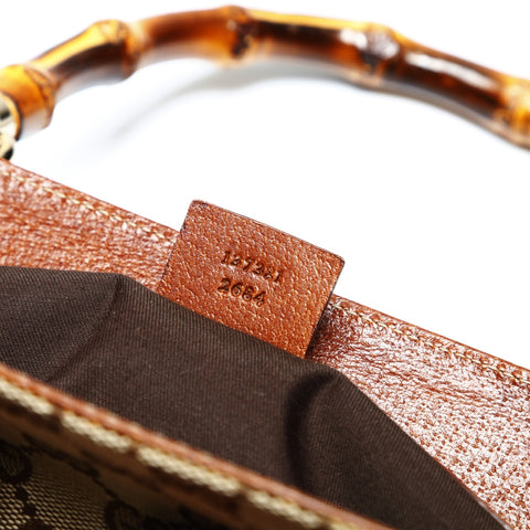 GUCCI GG canvas bamboo Handbag Brown WS23749