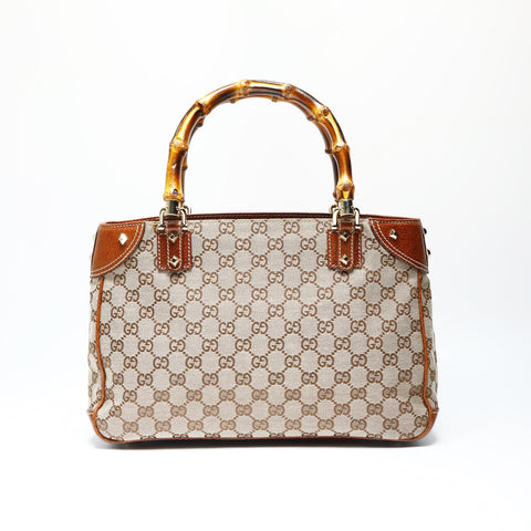 GUCCI GG canvas bamboo Handbag Brown WS23749