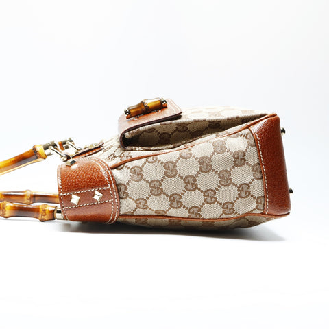 GUCCI GG canvas bamboo Handbag Brown WS23749
