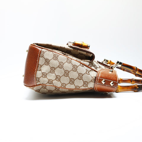GUCCI GG canvas bamboo Handbag Brown WS23749