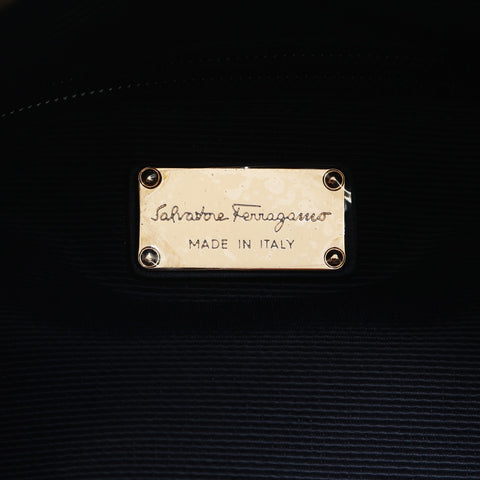 Salvatore Ferragamo Vara Ribbon Leather Shoulder Bag Navy WS23750