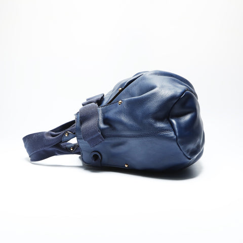 Salvatore Ferragamo Vara Ribbon Leather Shoulder Bag Navy WS23750