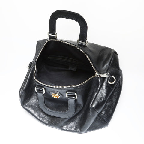 GUCCI Interlocking G Boston Bag Leather 2-way Boston bag black WS23752