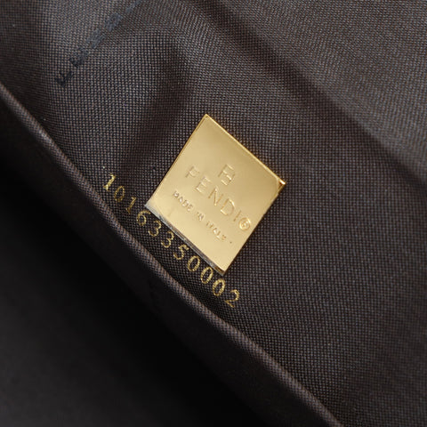 FENDI Zucchino PVC Enamel Vanity Mamma Handbag Brown WS23753