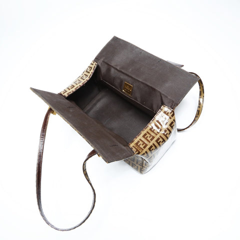 FENDI Zucchino PVC Enamel Vanity Mamma Handbag Brown WS23753