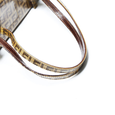 FENDI Zucchino PVC Enamel Vanity Mamma Handbag Brown WS23753