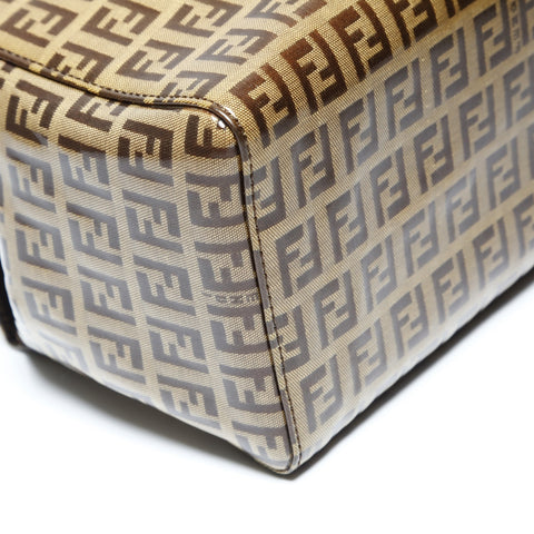 FENDI Zucchino PVC Enamel Vanity Mamma Handbag Brown WS23753