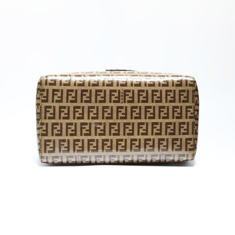 FENDI Zucchino PVC Enamel Vanity Mamma Handbag Brown WS23753
