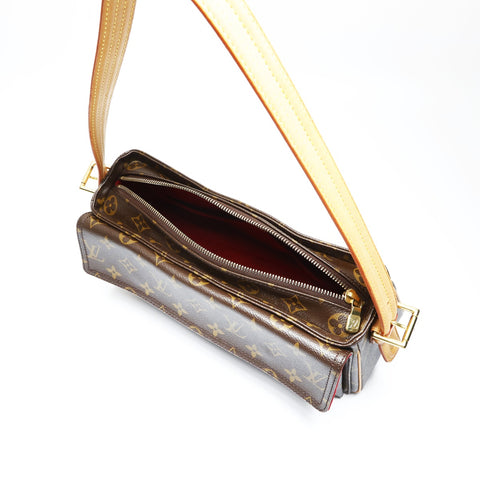 LOUIS VUITTON 2005 M51164 Monogram Viva Cite MM Shoulder Bag Brown WS23756