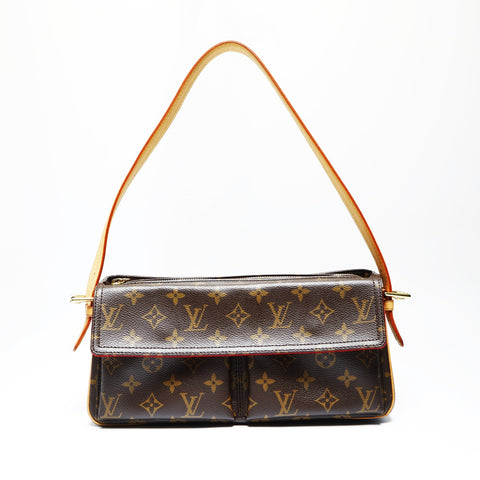 LOUIS VUITTON 2005 M51164 Monogram Viva Cite MM Shoulder Bag Brown WS23756