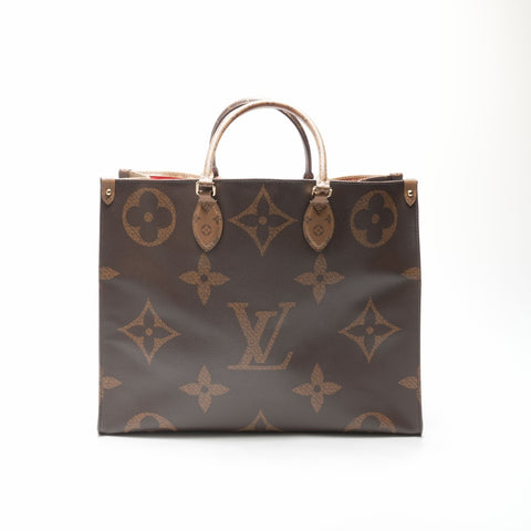 LOUIS VUITTON 2020 Monogram Giant Reverse On-the-Go MM Handbag Brown WS23758