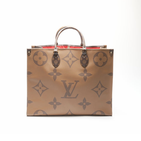 LOUIS VUITTON 2020 Monogram Giant Reverse On-the-Go MM Handbag Brown WS23758