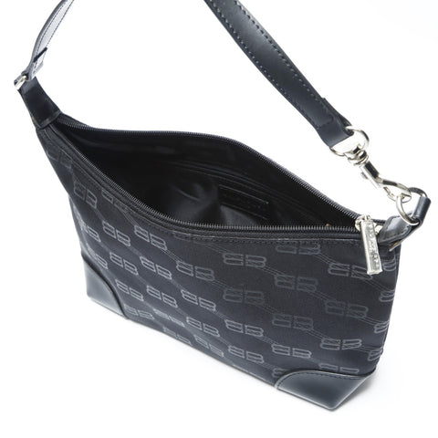 BALENCIAGA BB Monogram Canvas Shoulder Bag black WS23761
