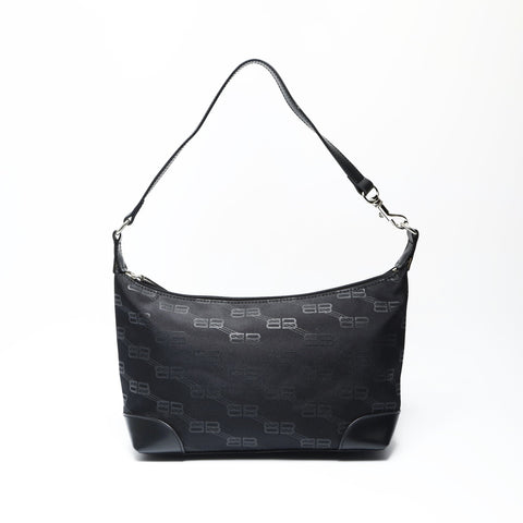 BALENCIAGA BB Monogram Canvas Shoulder Bag black WS23761