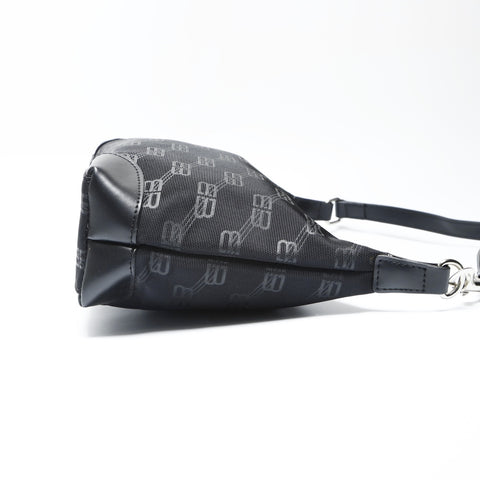 BALENCIAGA BB Monogram Canvas Shoulder Bag black WS23761