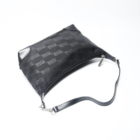 BALENCIAGA BB Monogram Canvas Shoulder Bag black WS23761
