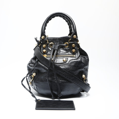 BALENCIAGA Bonbon Giant Leather 2-Way Bag Shoulder Bag black WS23762