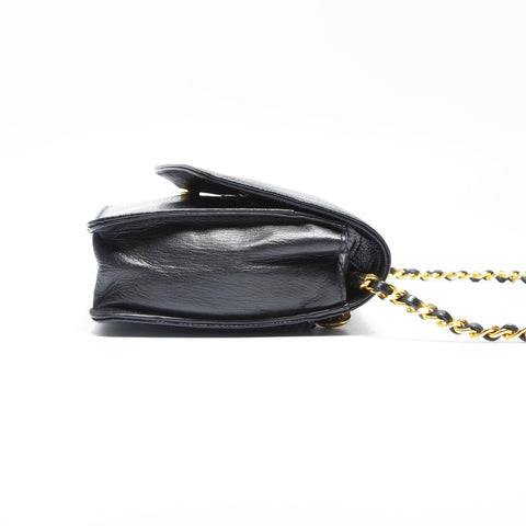 CHANEL No. 4 1996-1997 COCO Mark Caviar Skin Chain Wallet Shoulder Bag black WS23768