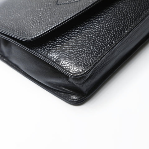 CHANEL No. 4 1996-1997 COCO Mark Caviar Skin Chain Wallet Shoulder Bag black WS23768