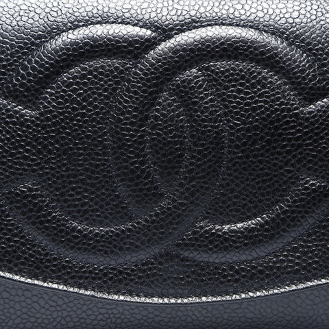 CHANEL No. 4 1996-1997 COCO Mark Caviar Skin Chain Wallet Shoulder Bag black WS23768