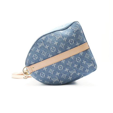 LOUIS VUITTON 2022-2025 Monogram Denim Keepall Bandouliere 45 Boston Tasche Marineblau WS23780