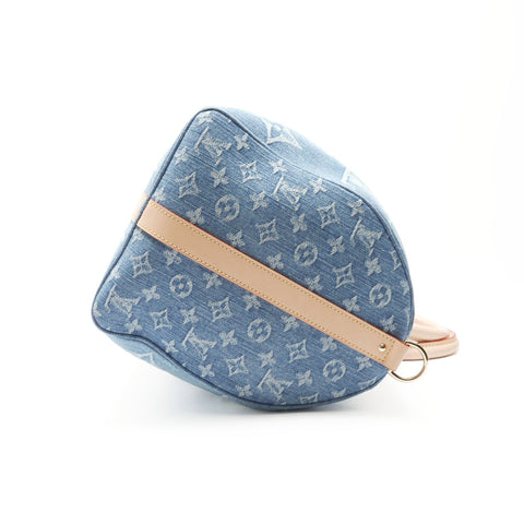 LOUIS VUITTON 2022-2025 Monogram Denim Keepall Bandouliere 45 Boston bag Navy WS23780