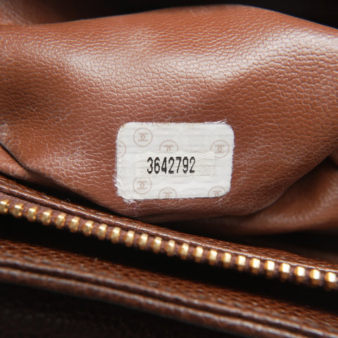 CHANEL No. 3 1994-1996 Caviar Skin Tote Chain Shoulder Bag Brown WS23795