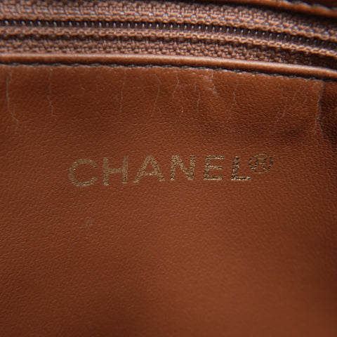 CHANEL No. 3 1994-1996 Caviar Skin Tote Chain Shoulder Bag Brown WS23795