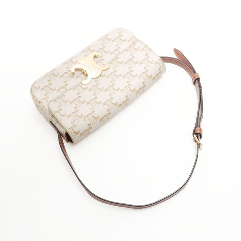 CELINE Claude Triomphe PVC Shoulder Bag white WS23798