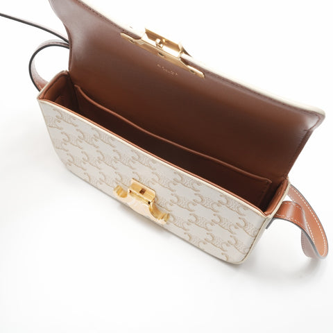 CELINE Claude Triomphe PVC Shoulder Bag white WS23798