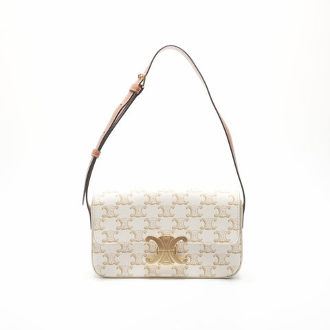 CELINE Claude Triomphe PVC Shoulder Bag white WS23798