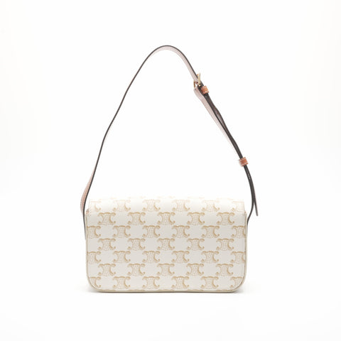 CELINE Claude Triomphe PVC Shoulder Bag white WS23798