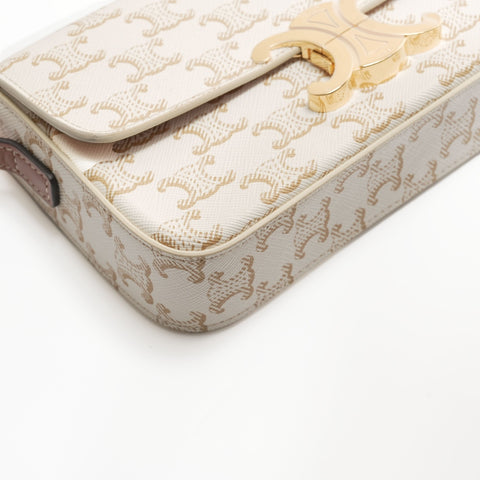 CELINE Claude Triomphe PVC Shoulder Bag white WS23798