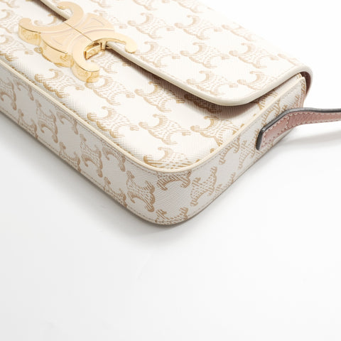 CELINE Claude Triomphe PVC Shoulder Bag white WS23798