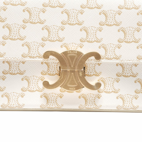 CELINE Claude Triomphe PVC Shoulder Bag white WS23798